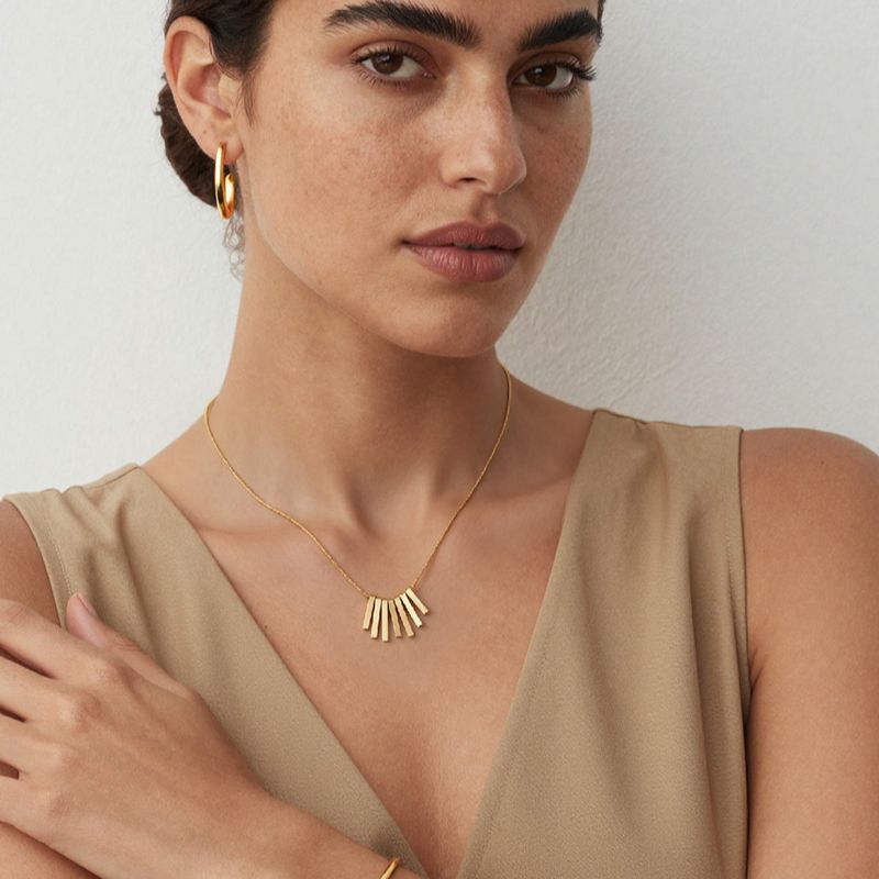 Gold Bar Tassel Snake Chain Necklace