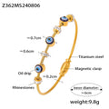 18K Real Gold Plated Titanium Steel Evil Eye Enamel Retro Luxury Diamond Accent Magnetic Bracelet