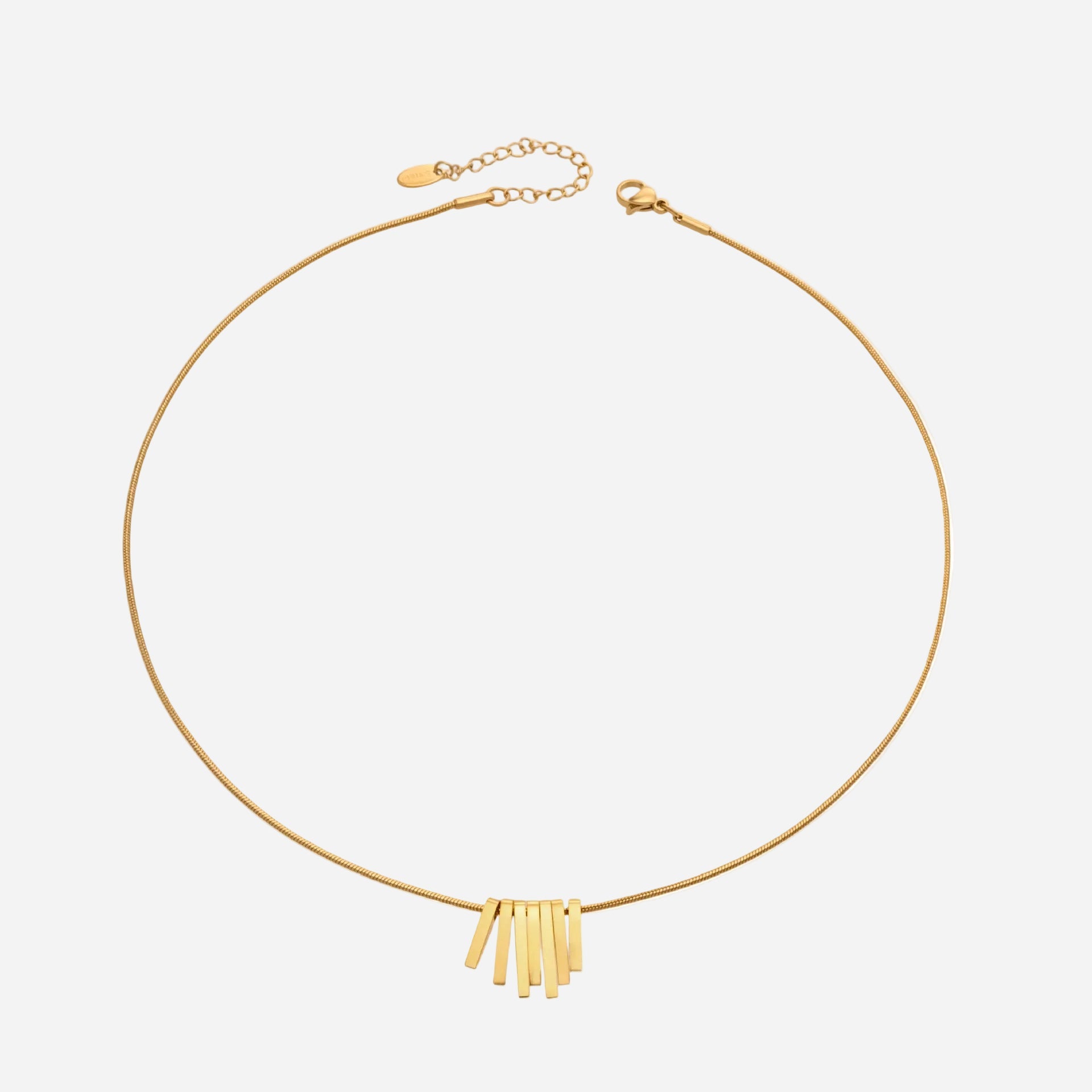 Gold Bar Tassel Snake Chain Necklace
