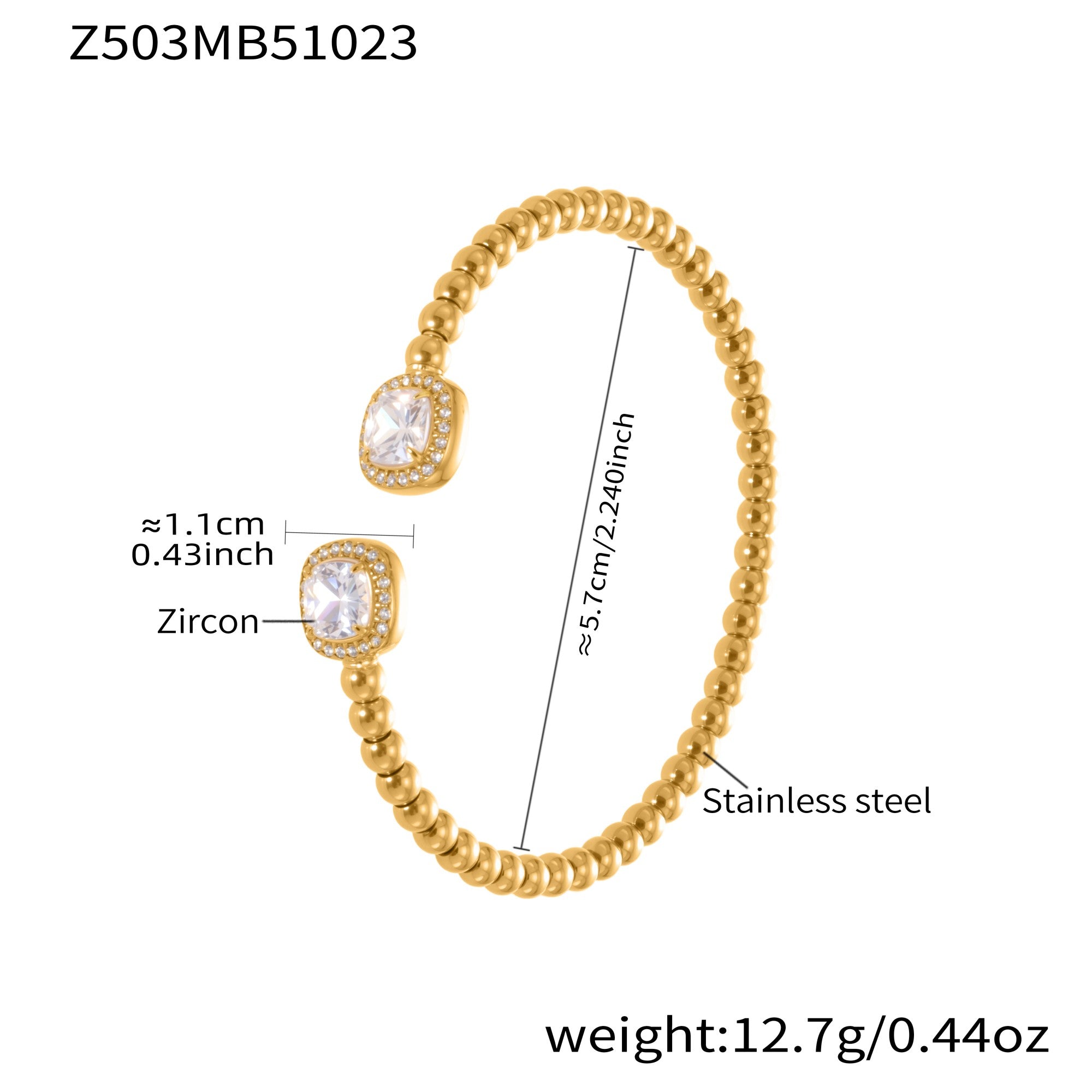 18K Gold Plated Four Leaf Clover Zircon Bracelet Set