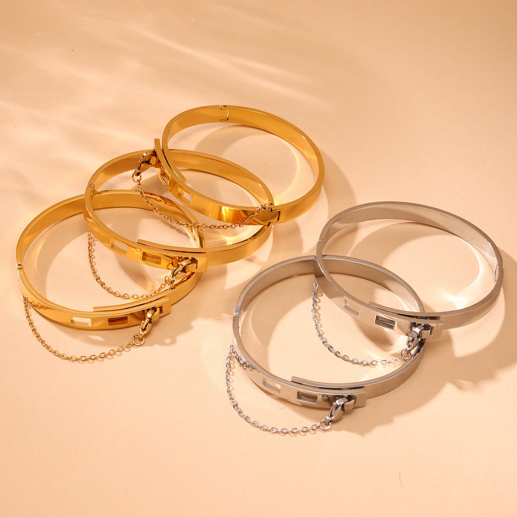 316L Stainless Steel Chain Tassel Bracelet with PVD Gold