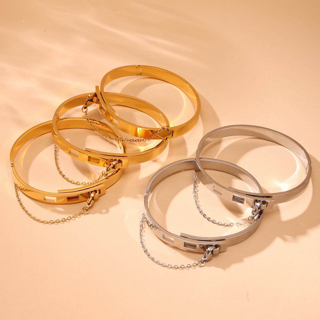 316L Stainless Steel Chain Tassel Bracelet with PVD Gold