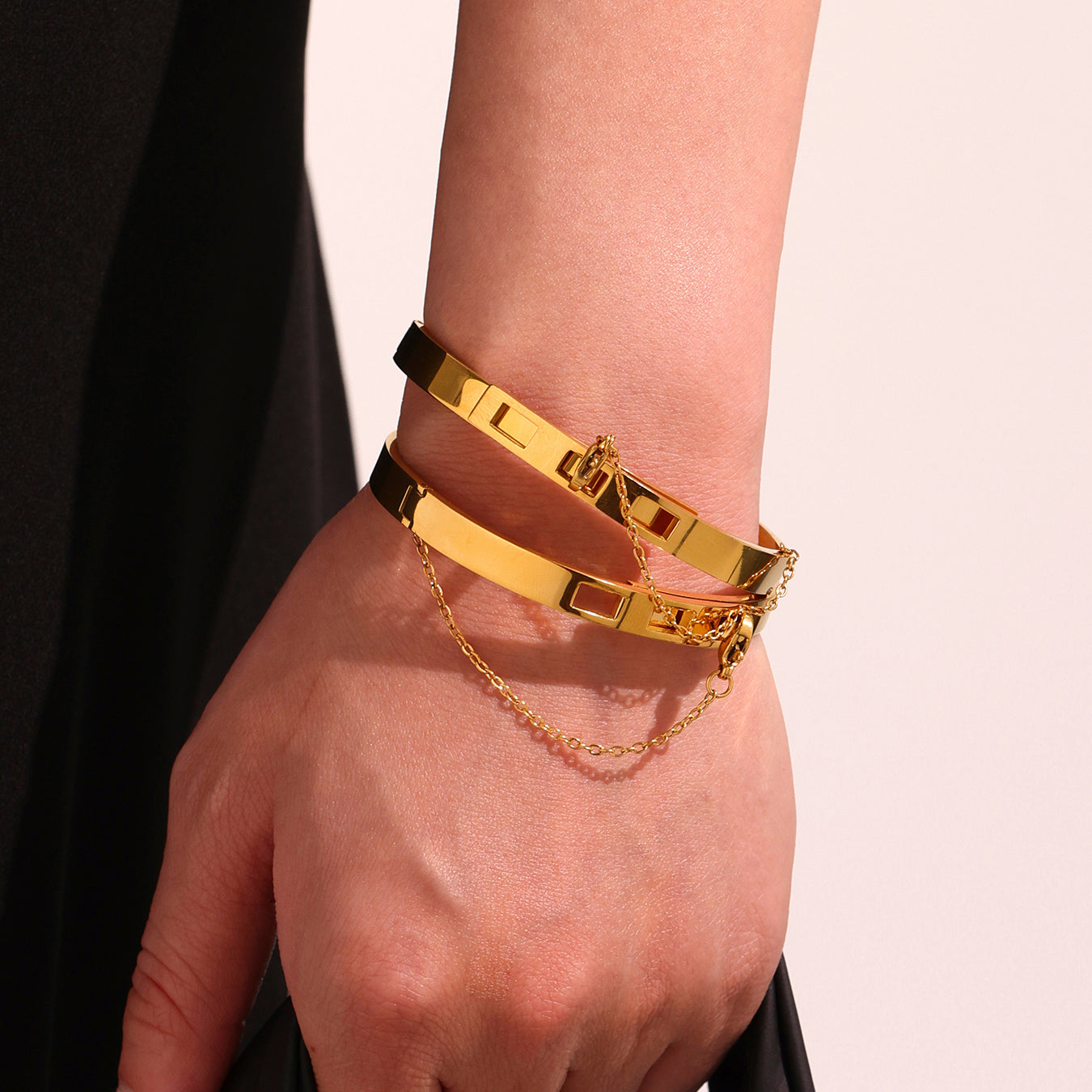316L Stainless Steel Chain Tassel Bracelet with PVD Gold