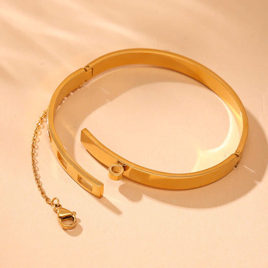 316L Stainless Steel Chain Tassel Bracelet with PVD Gold