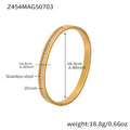 316L Stainless Steel Geometric Bamboo Joint 5A Zircon PVD Gold Bracelet
