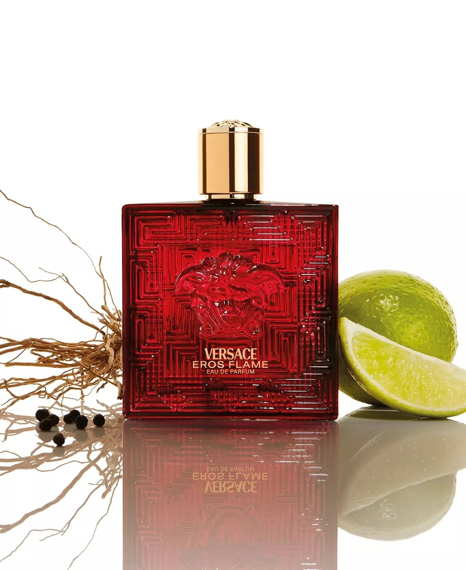 Versace Men's Eros Flame Eau de Parfum Spray 100ml - MANOUNE Belly_Jewelry Earrings - Navel_Ring - Necklace - Stud - Manoune_Jewelry - Belly_Ring - Navel_Jewelry Titanium Gold_Plated
