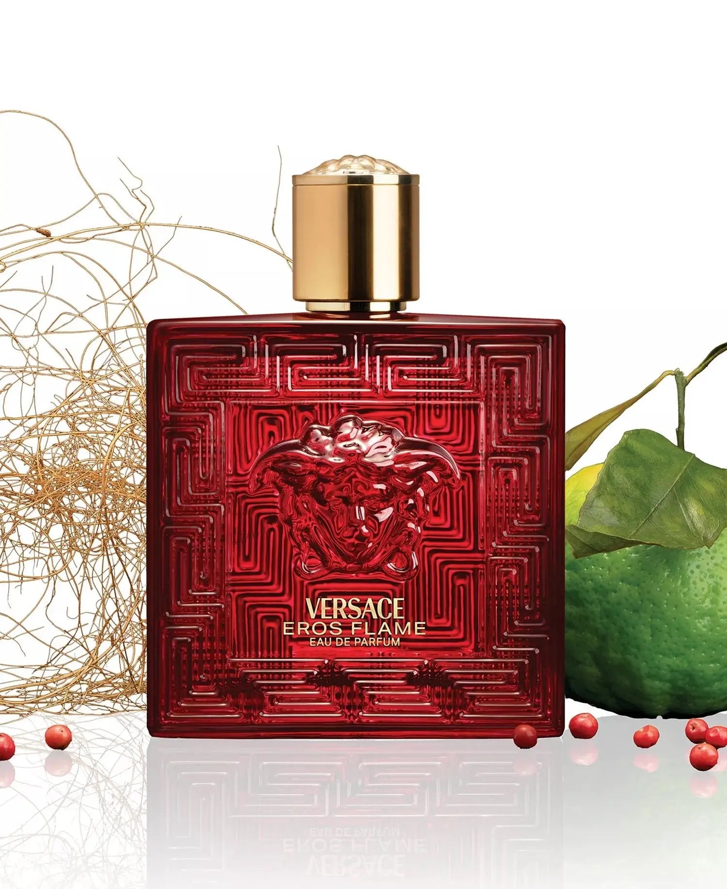 Versace Men's Eros Flame Eau de Parfum Spray 100ml - MANOUNE Belly_Jewelry Earrings - Navel_Ring - Necklace - Stud - Manoune_Jewelry - Belly_Ring - Navel_Jewelry Titanium Gold_Plated