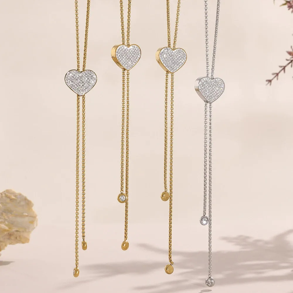 Gold Tassel Heart Necklace