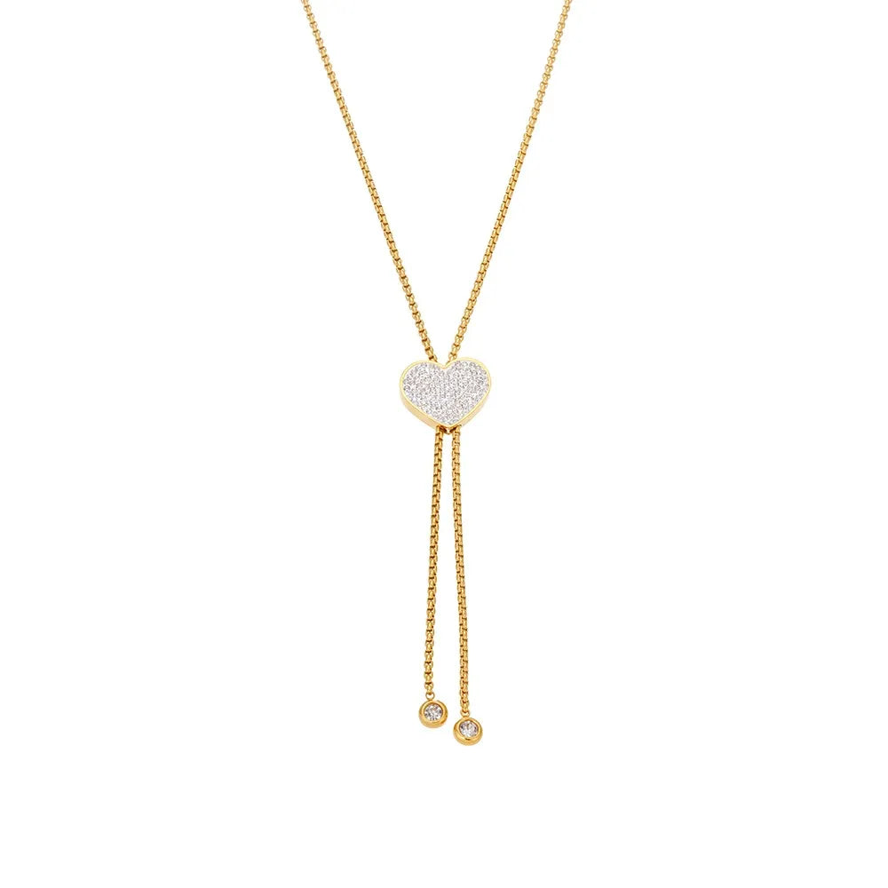 Gold Tassel Heart Necklace