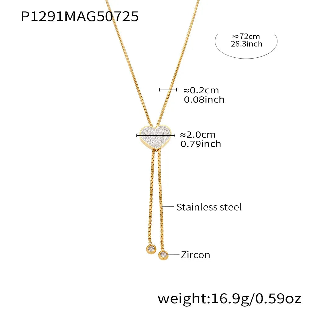Gold Tassel Heart Necklace