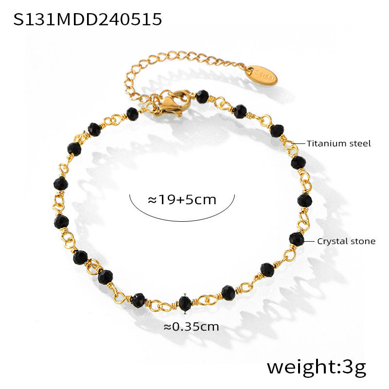 Colorful Natural Stone Beaded Anklet | 18K Gold