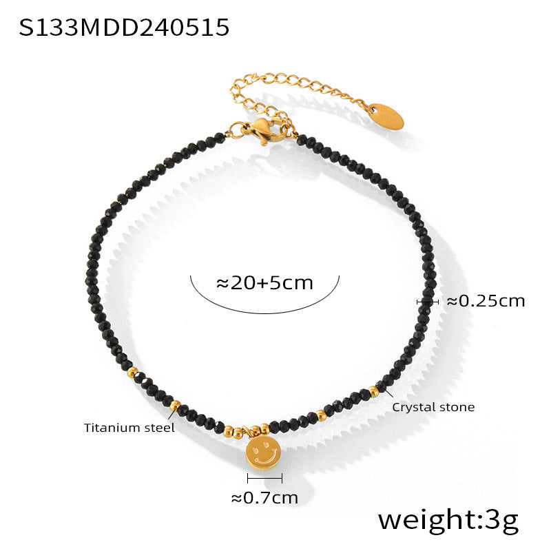 Colorful Natural Stone Beaded Anklet | 18K Gold