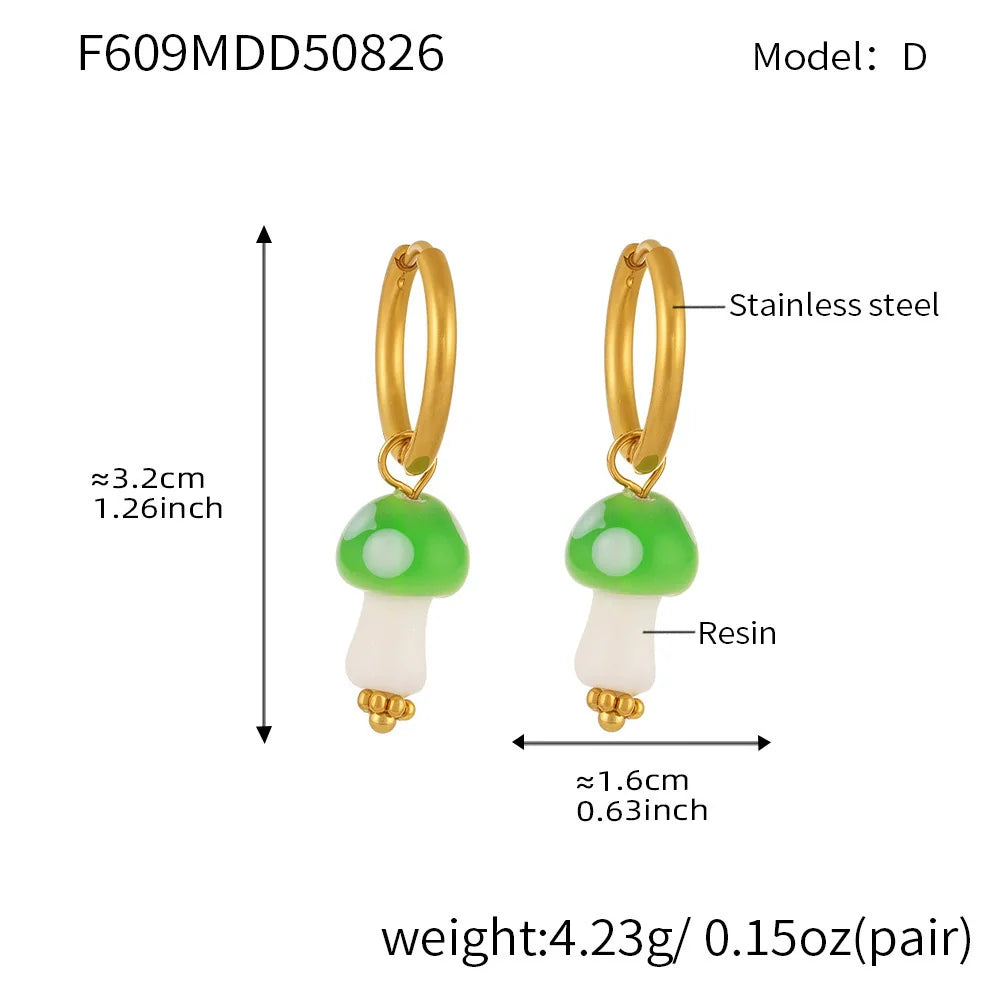 Mushroom Huggie Hoop Earrings