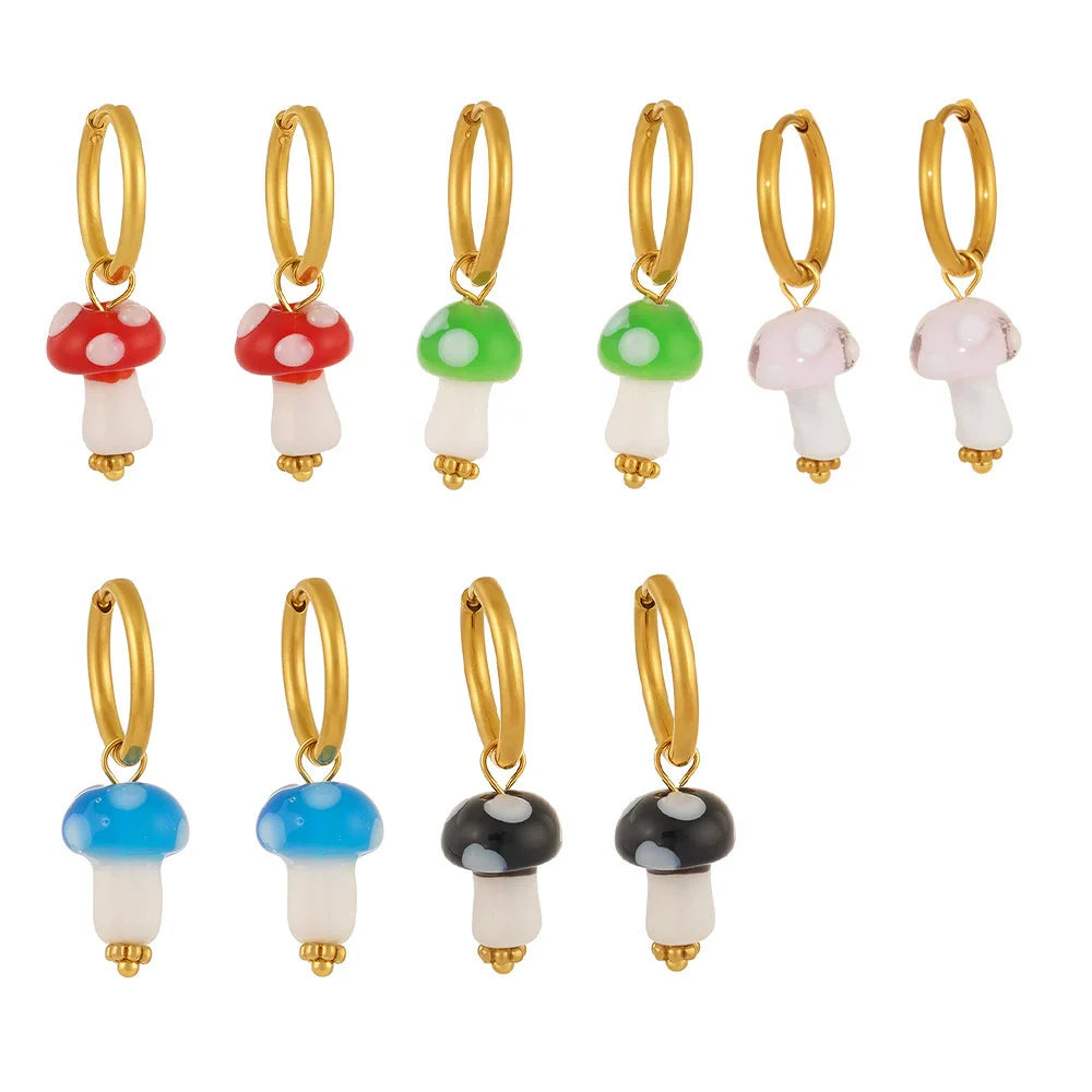 Mushroom Huggie Hoop Earrings