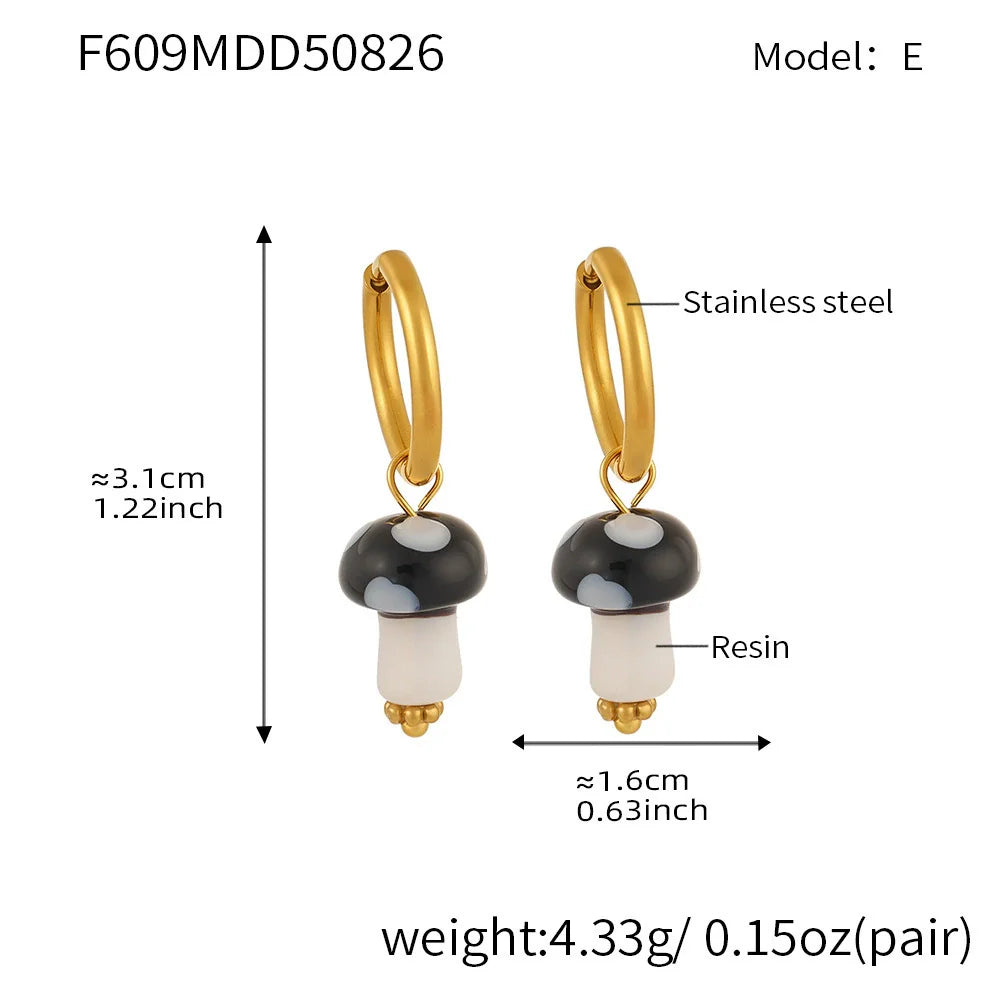 Mushroom Huggie Hoop Earrings
