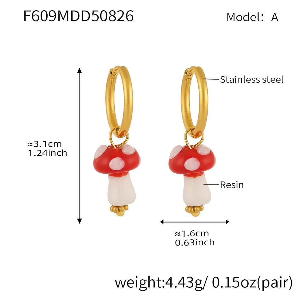 Mushroom Huggie Hoop Earrings