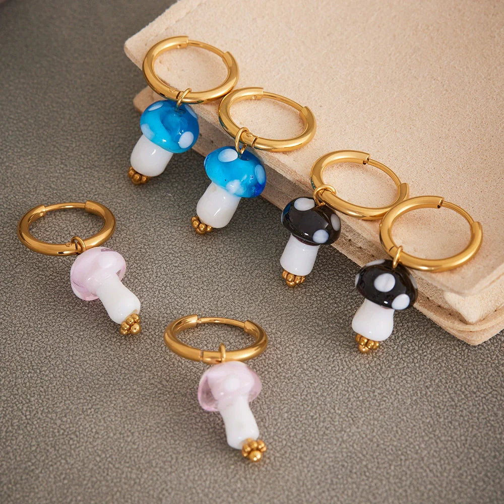 Mushroom Huggie Hoop Earrings