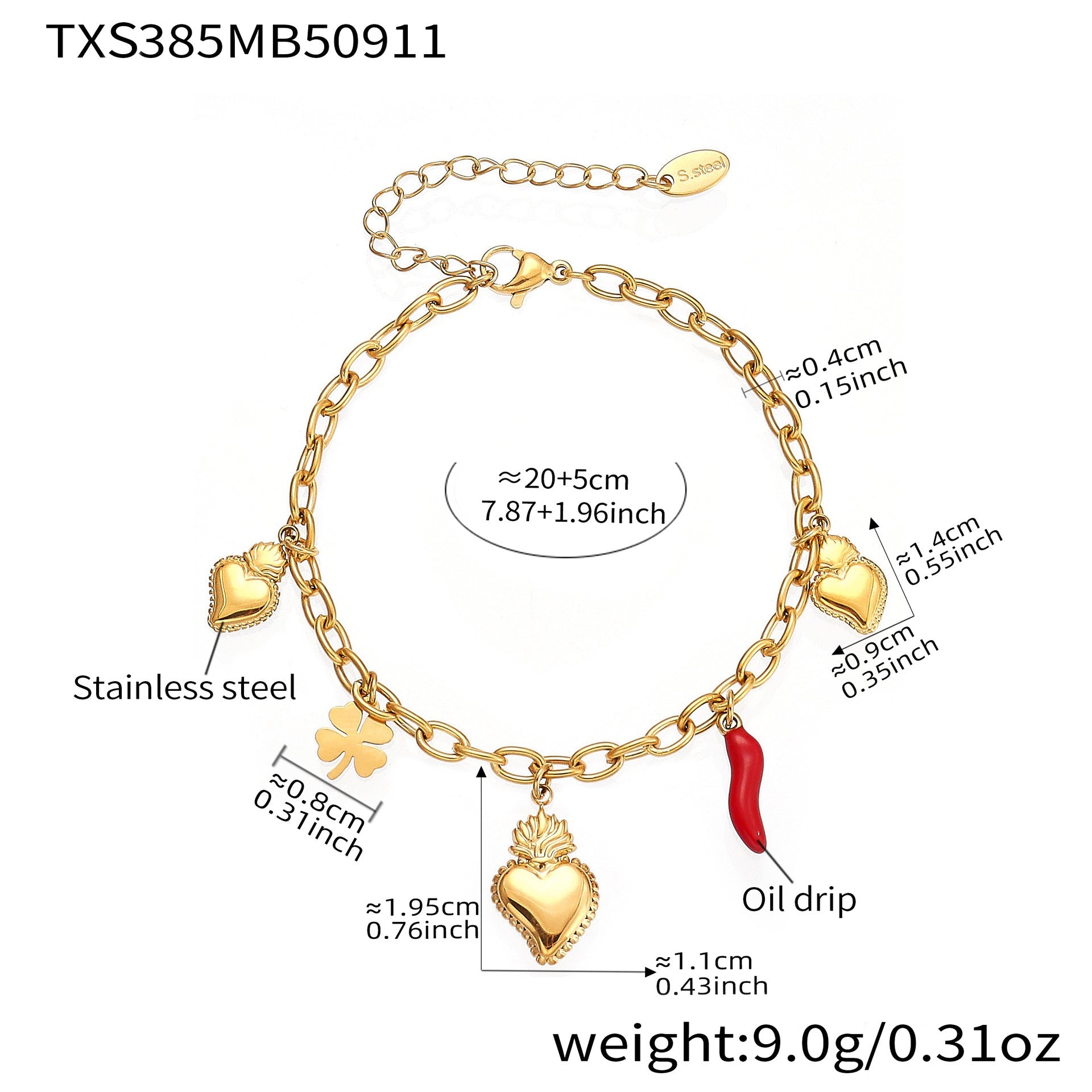 316L Stainless Steel 18K Gold Plated DIY Multi-Element Zircon Anklet