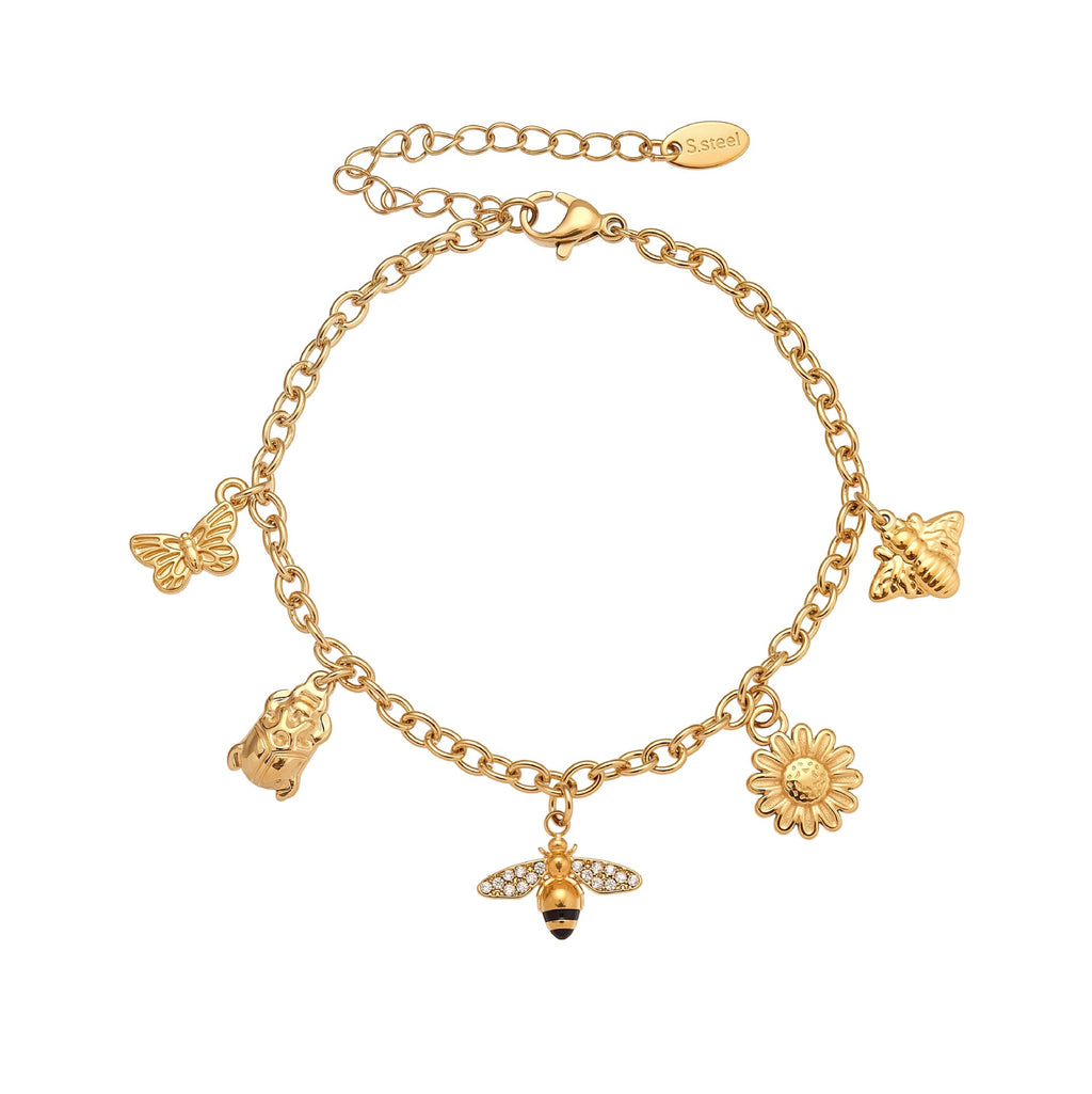 316L Stainless Steel 18K Gold Plated DIY Multi-Element Zircon Anklet