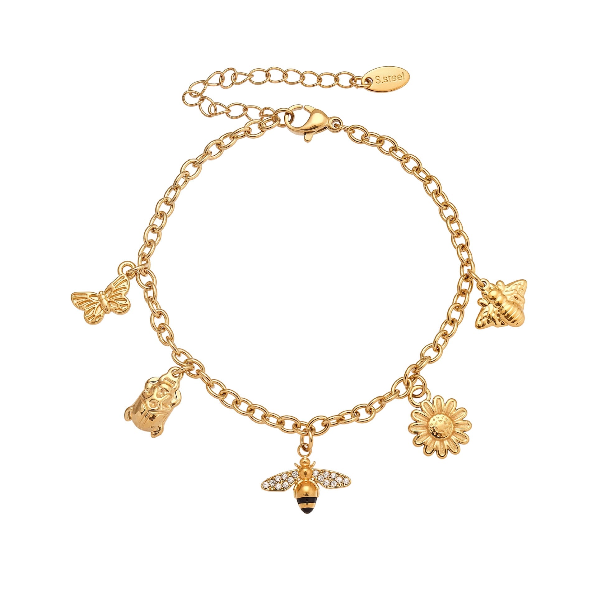 316L Stainless Steel 18K Gold Plated DIY Multi-Element Zircon Anklet
