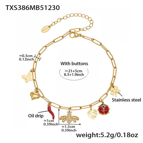 316L Stainless Steel 18K Gold Plated DIY Multi-Element Zircon Anklet