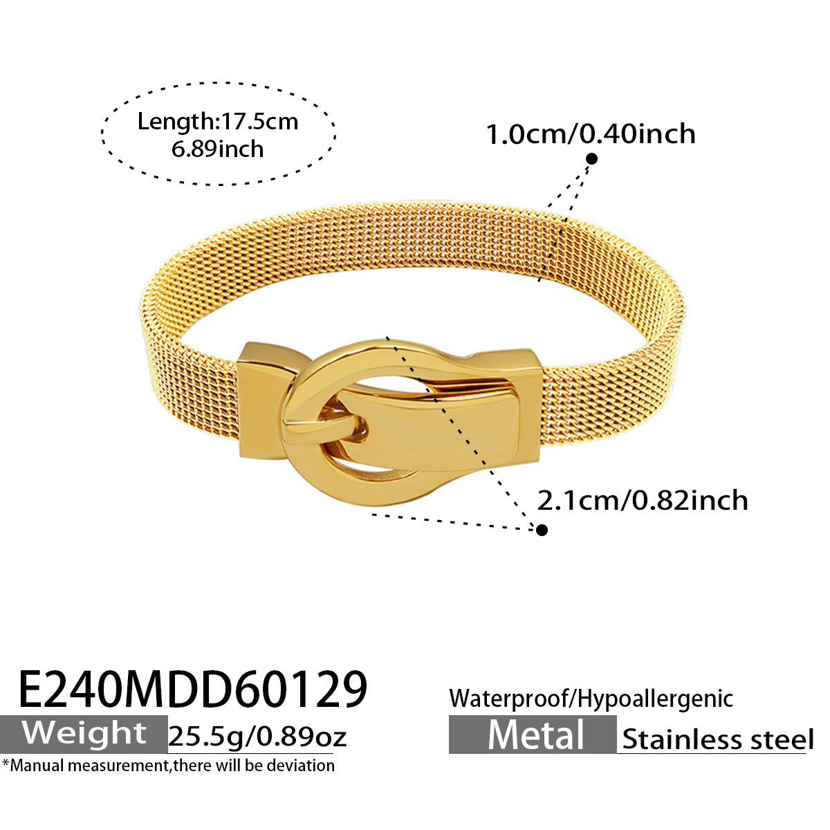 316L Stainless Steel 18K Gold Plated Elegant Magnetic Buckle Bracelet