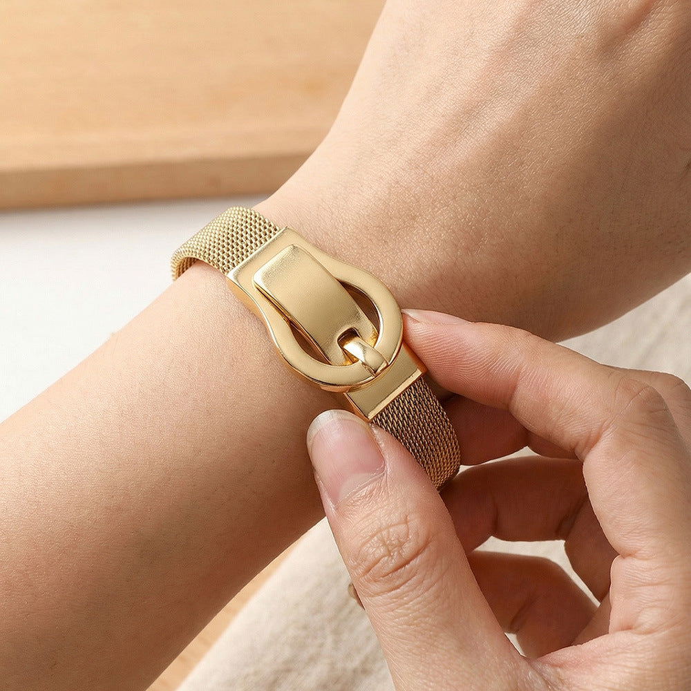 316L Stainless Steel 18K Gold Plated Elegant Magnetic Buckle Bracelet