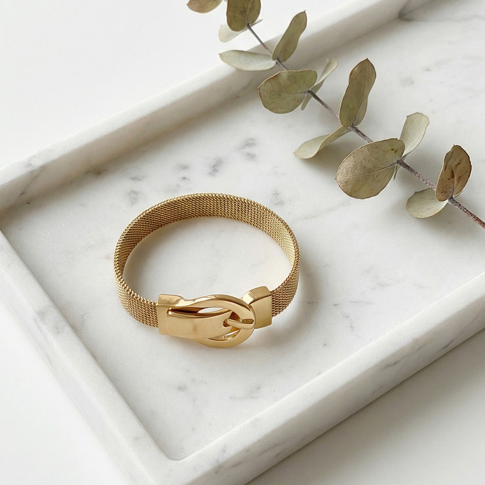 316L Stainless Steel 18K Gold Plated Elegant Magnetic Buckle Bracelet