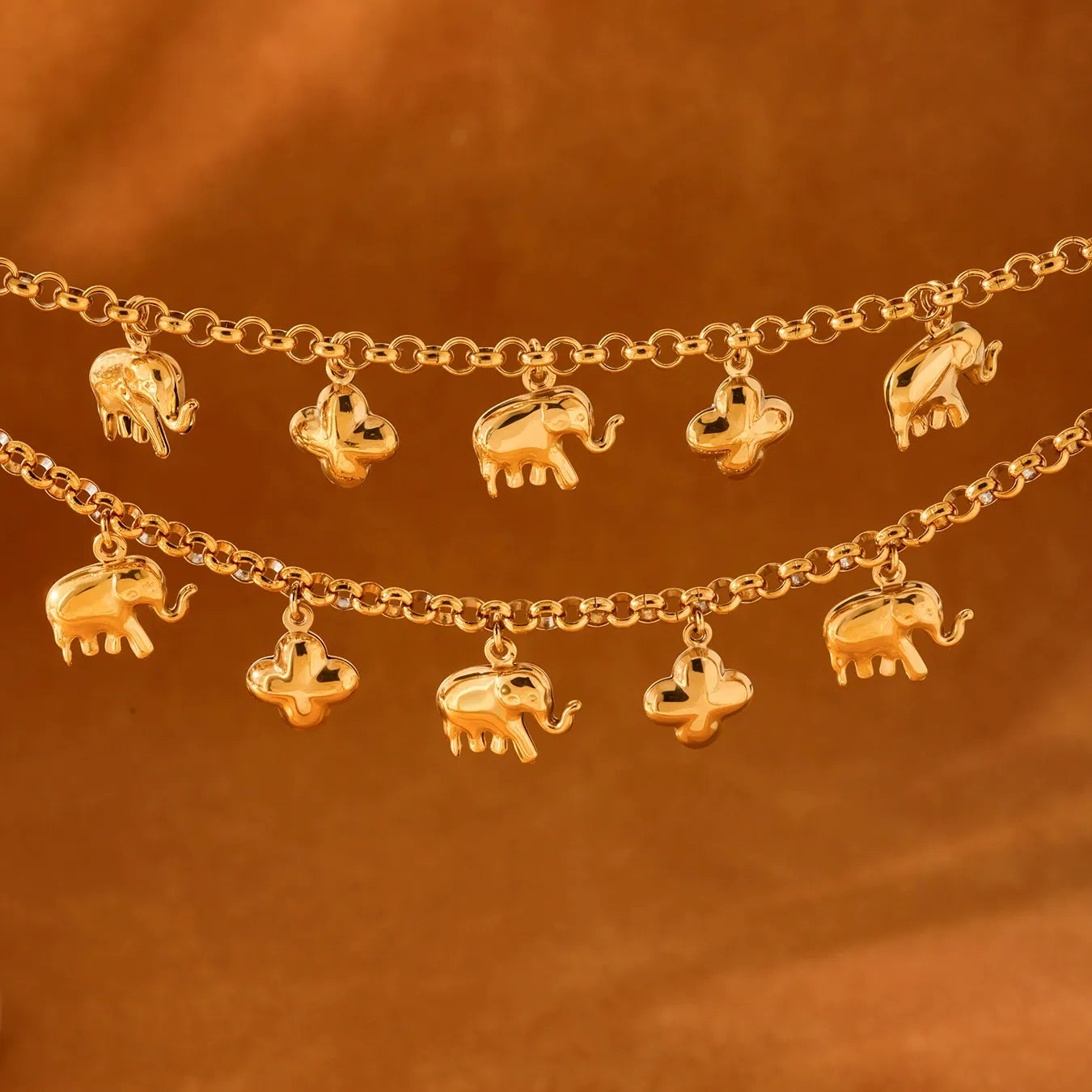Elephant & Floral Charm Bracelet