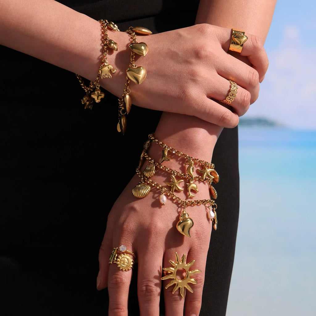 Elephant & Floral Charm Bracelet