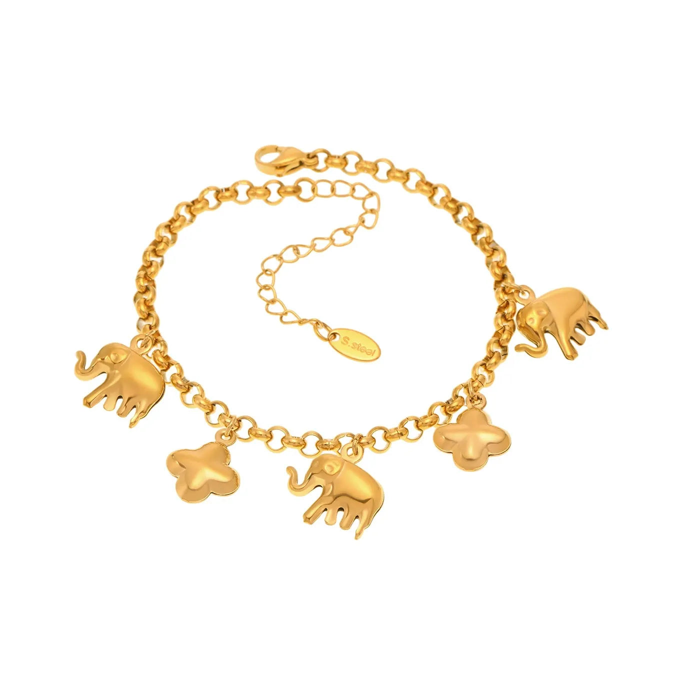 Elephant & Floral Charm Bracelet
