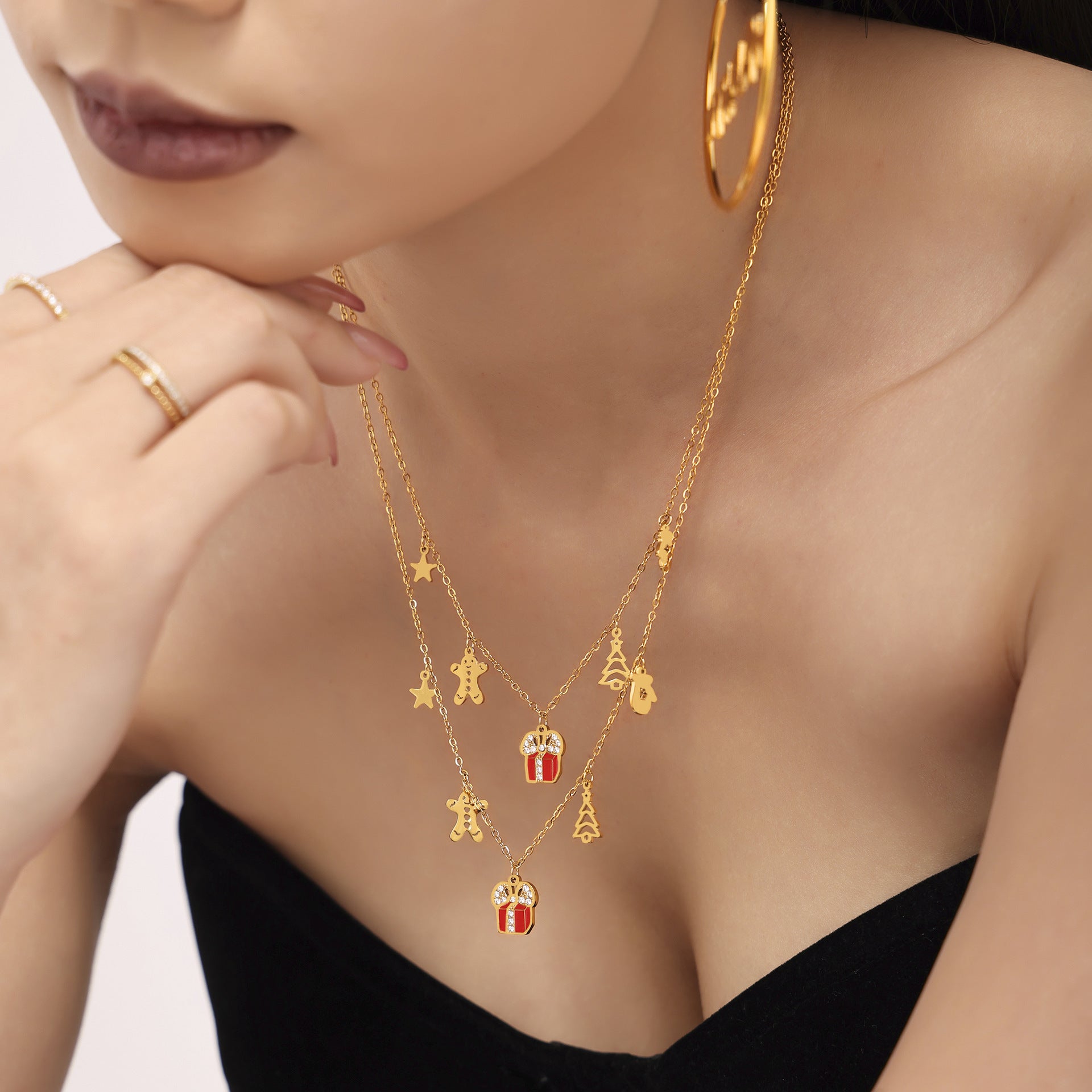 Enamel Geometric Pendant Necklace
