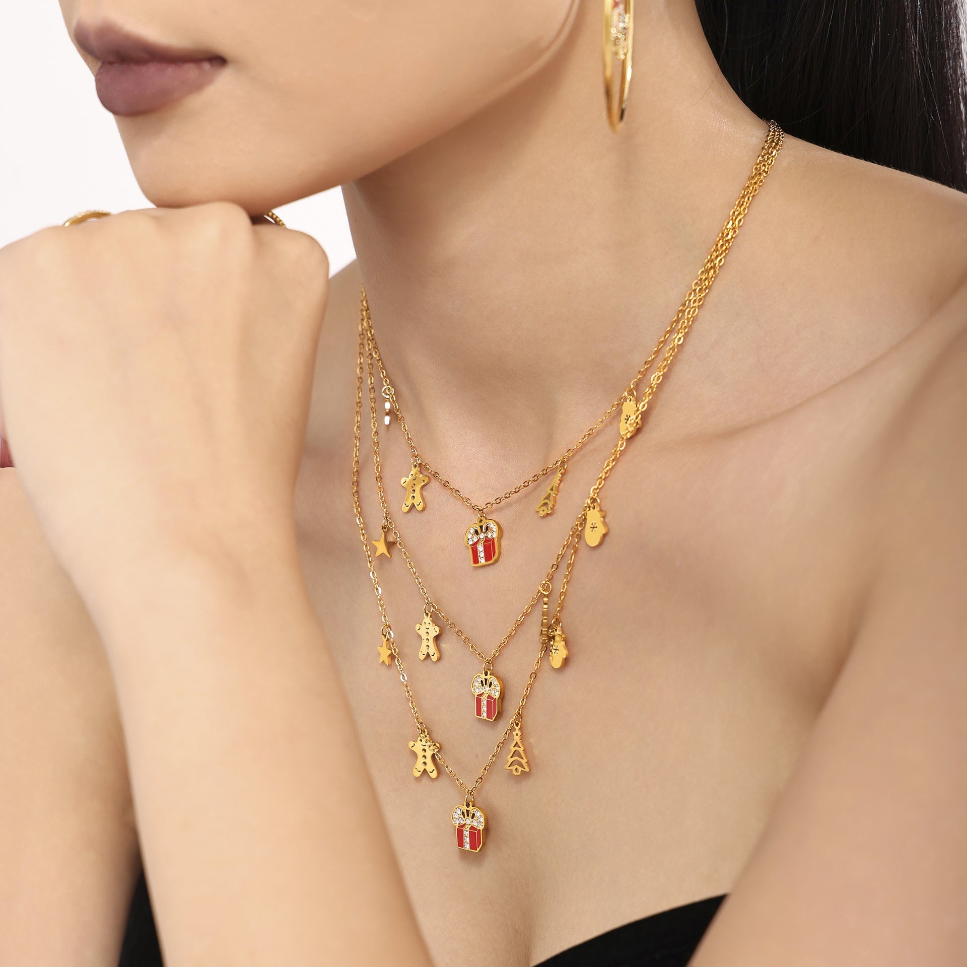 Enamel Geometric Pendant Necklace