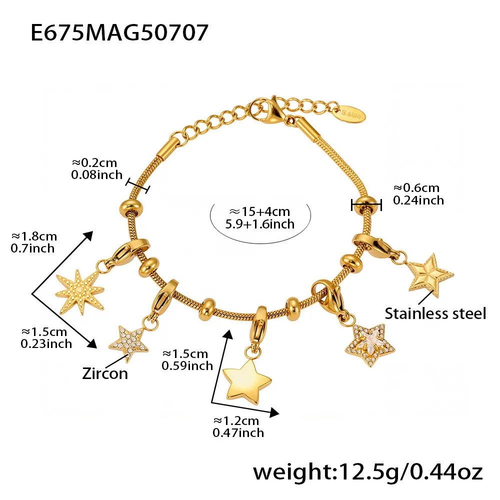 Figure-Eight Heart Zircon Pendant Bracelet | 18K Gold