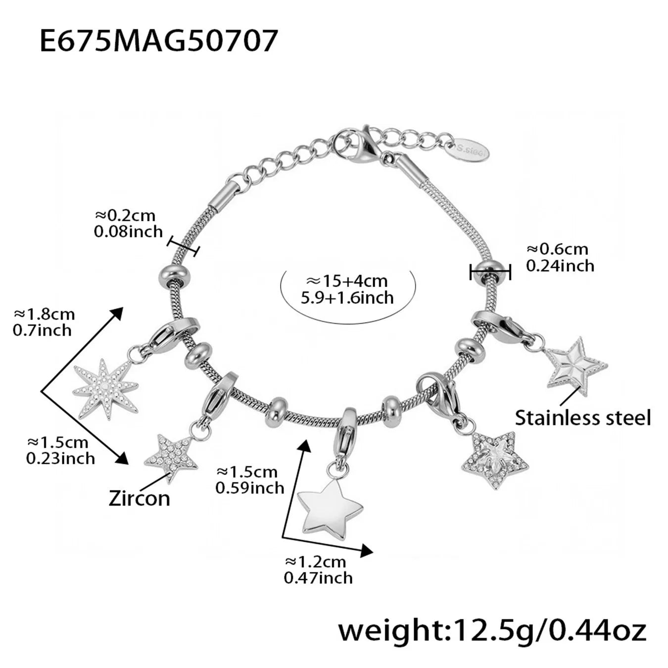 Figure-Eight Heart Zircon Pendant Bracelet | 18K Gold