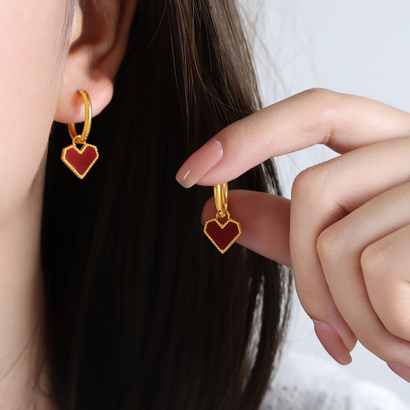 French Heart Necklace & Earrings Set