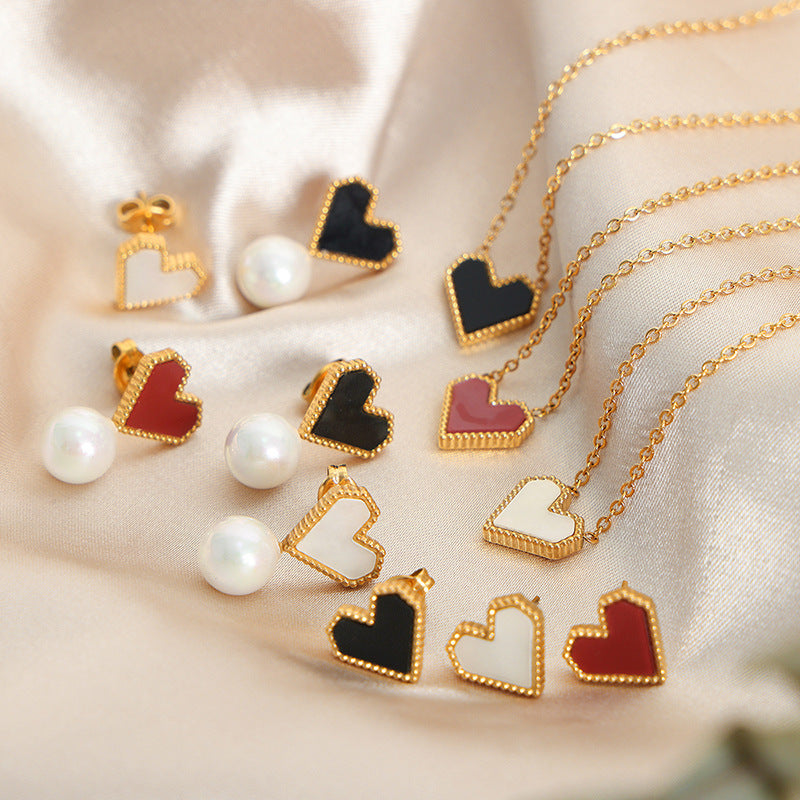 French Heart Necklace & Earrings Set