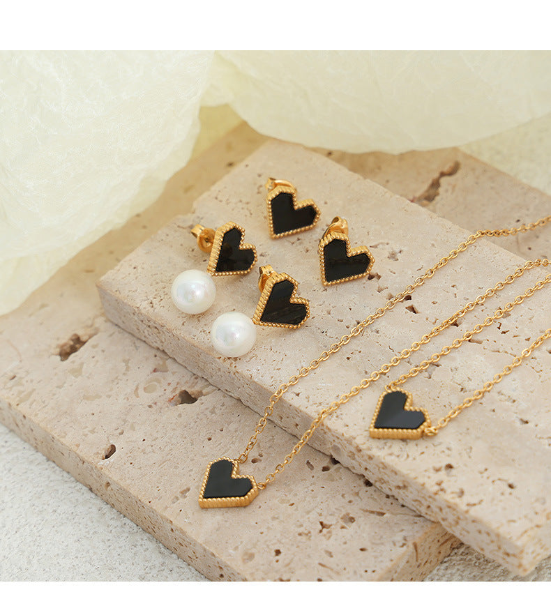 French Heart Necklace & Earrings Set