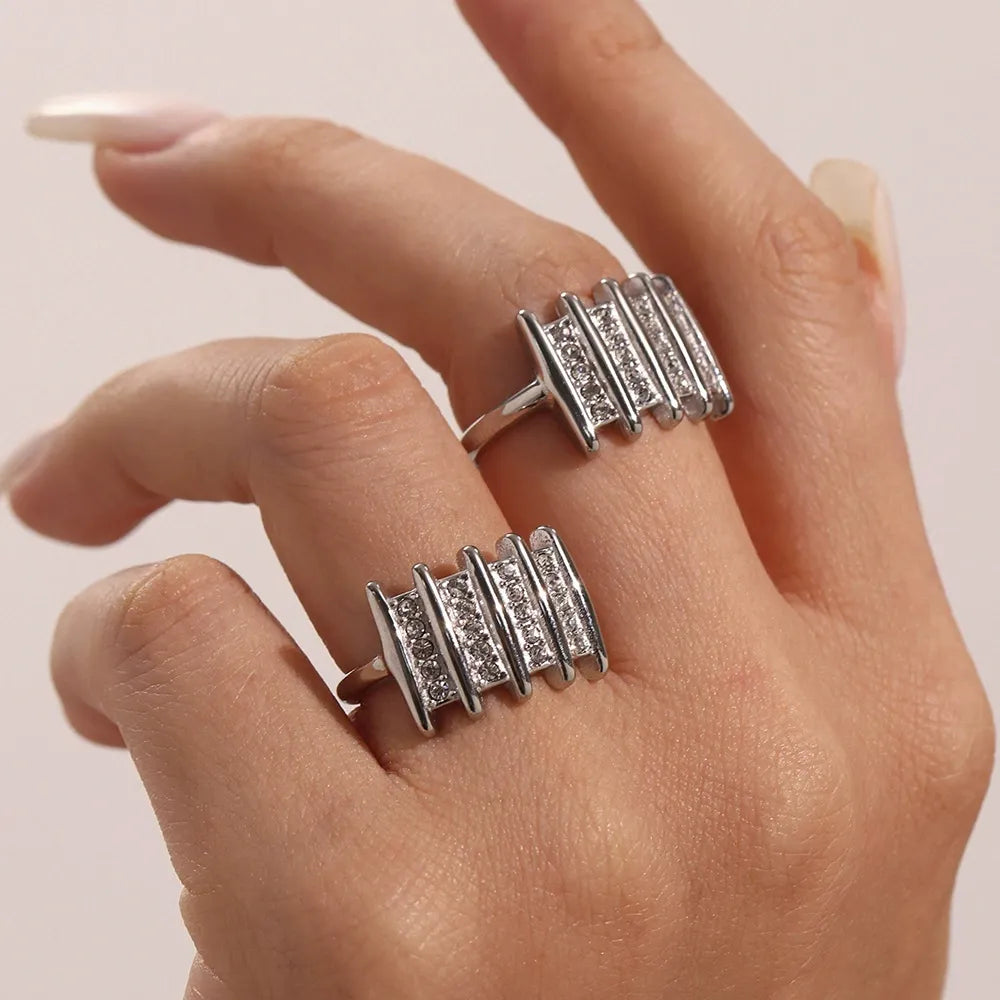 Micro-Pavé Zircon Open Square Ring