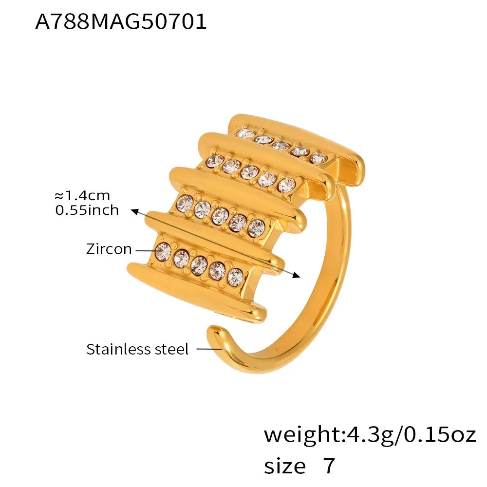 Micro-Pavé Zircon Open Square Ring