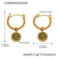 Green Agate Rope Hoop Earrings