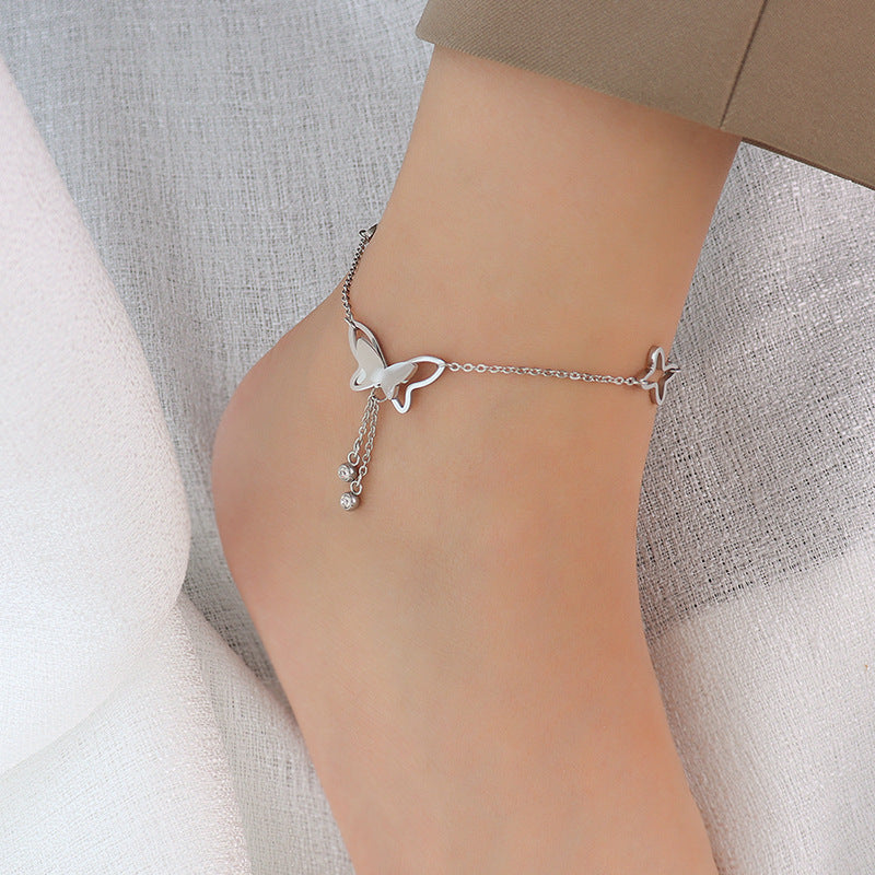 Butterfly Tassel Anklet | 18K Gold