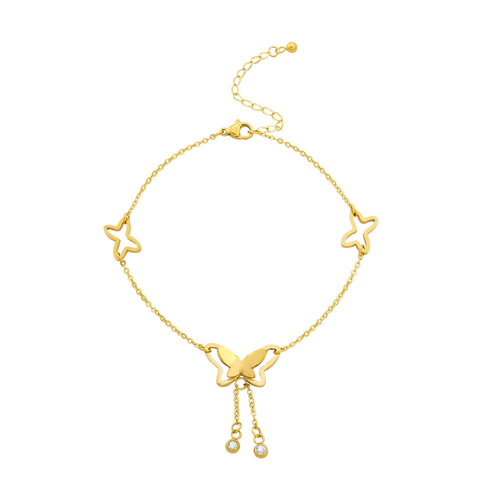 Butterfly Tassel Anklet | 18K Gold