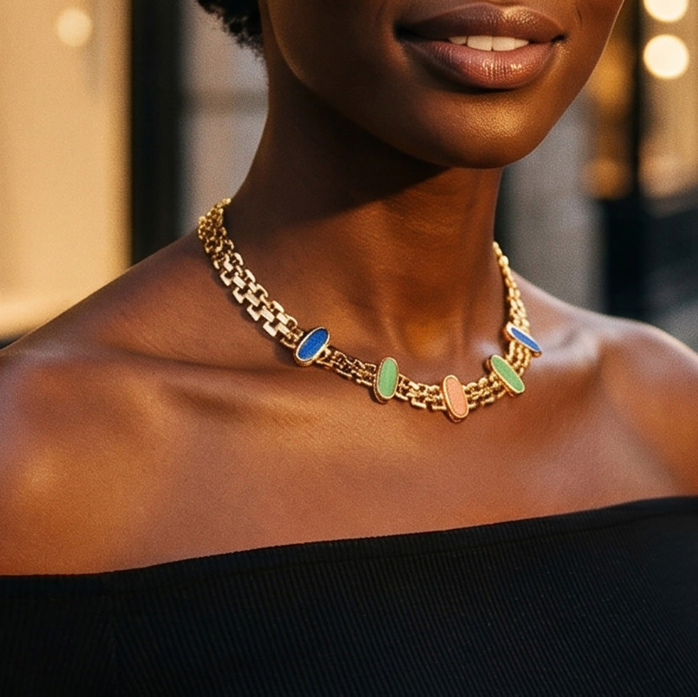 Cat Eye Stone Bracelet & Necklace Set