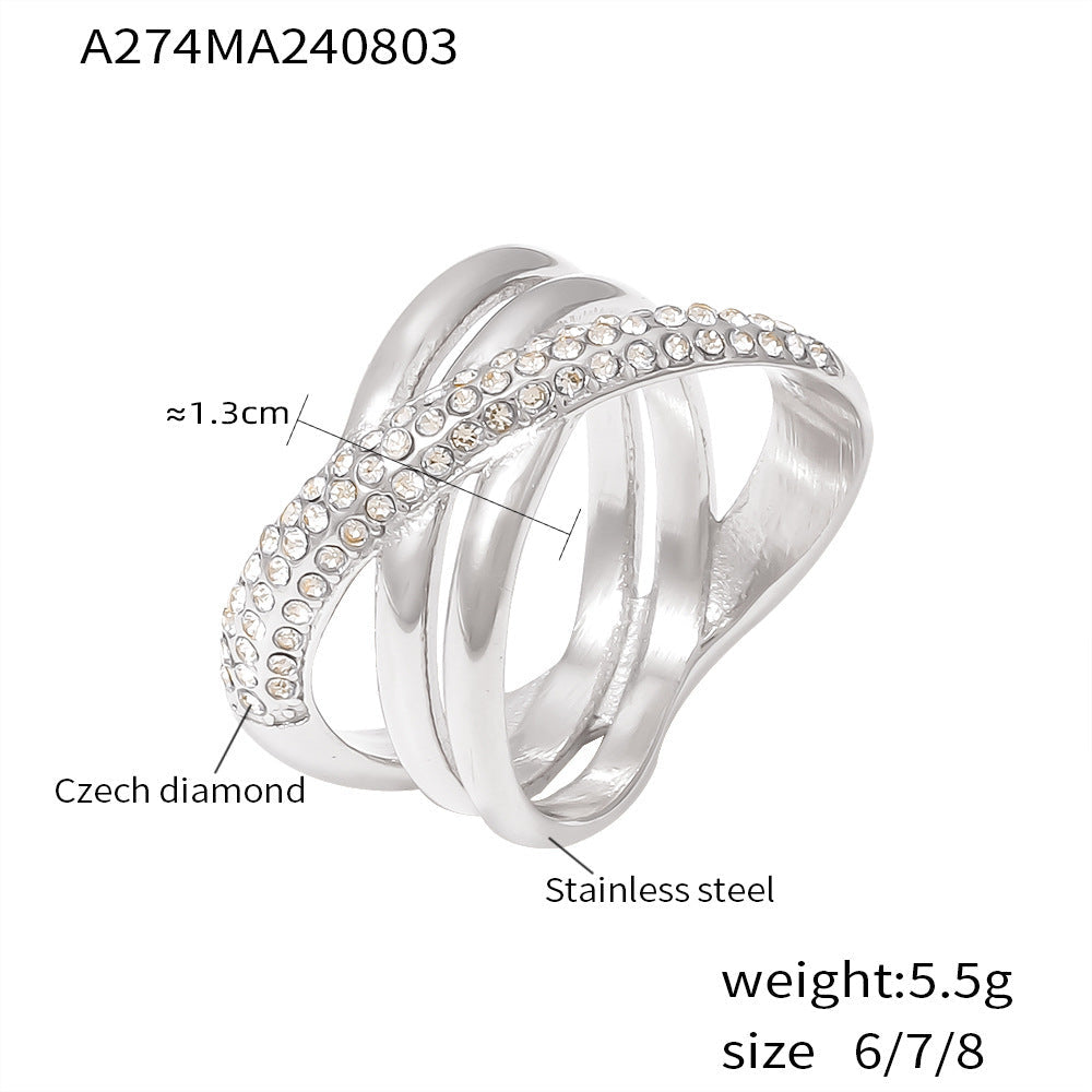Cross-Wrapped Rhinestone Ring