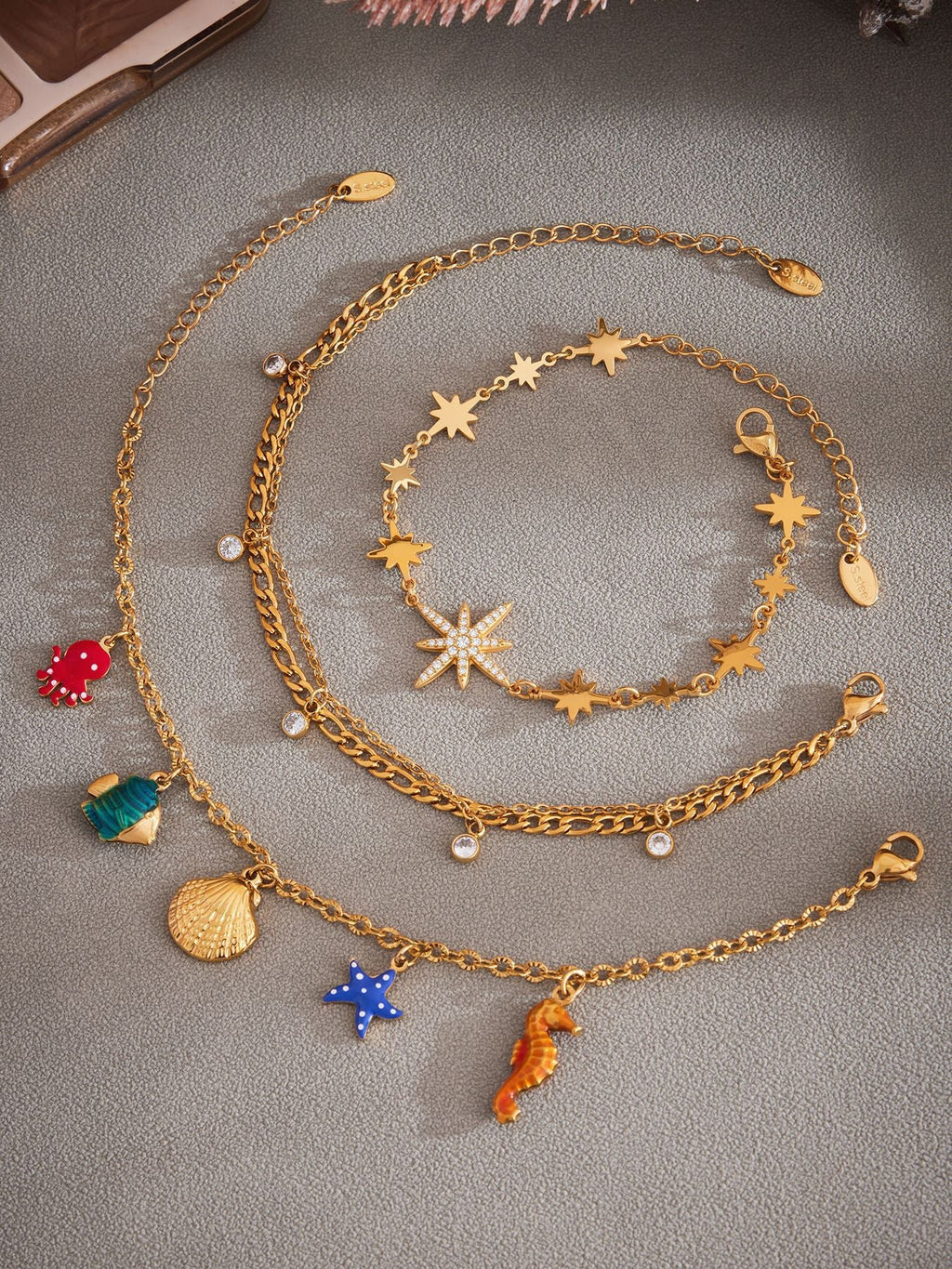 Dainty Starburst Charm Chain Anklet