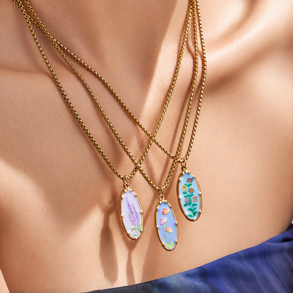 Droplet Flower Pendant Necklace