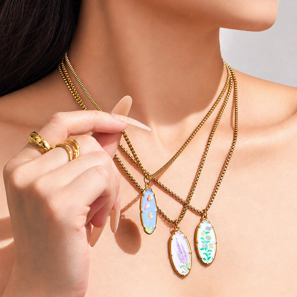Droplet Flower Pendant Necklace