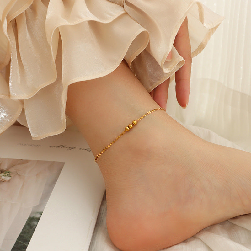 Elegant Beaded Anklet | 18K Gold