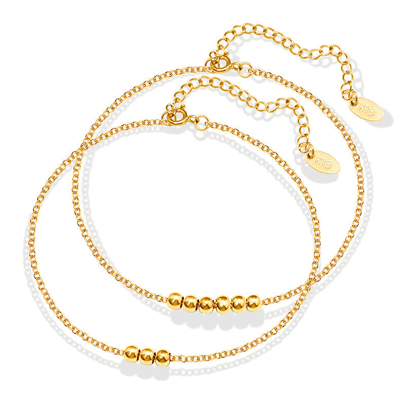 Elegant Beaded Anklet | 18K Gold